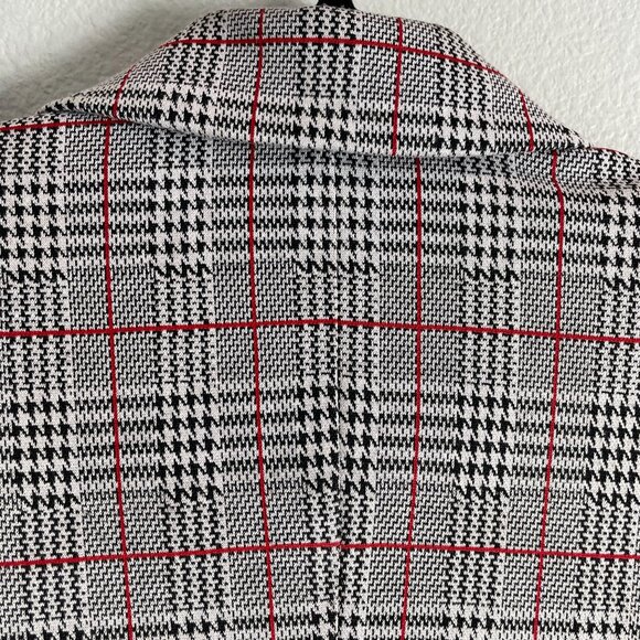 Calvin Klein Womens Plus 2X Red Black Plaid Blazer Jacket One Button - Picture 12 of 12